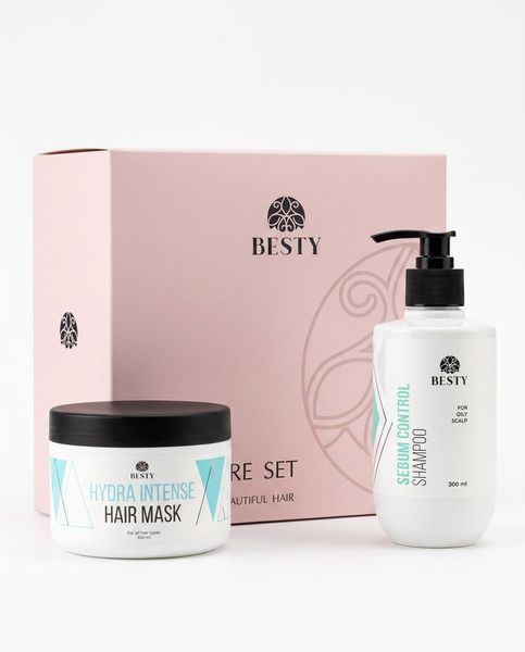 Набор для жирной кожи головы и сухой длины Besty Sebum Control Shampoo & Hydra Intense Hair Mask 300 мл + 350 мл SETOSHM фото