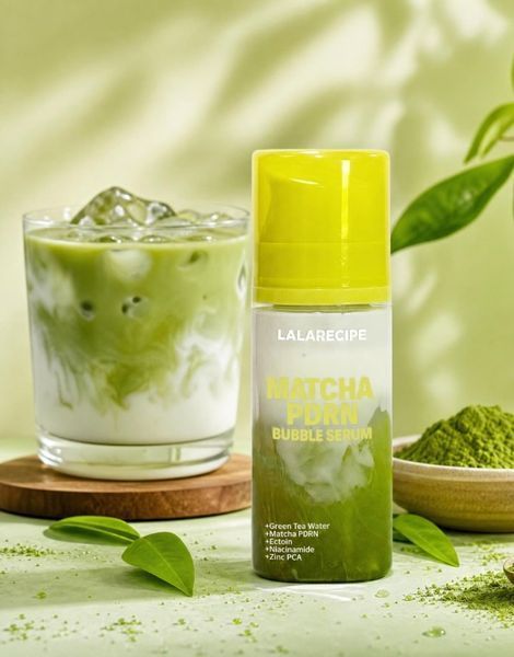 Успокаивающая сыворотка для лица с Matcha PDRN комплексом LALARECIPE Matcha PDRN Bubble Serum 95 мл 1710 фото