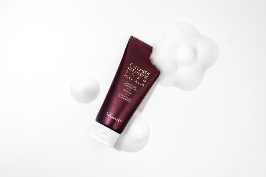 М'яка пінка для очищення обличчя з колагеном Terrazen Collagen Cleansing Foam Mild Acid 140 мл 8809263868295 фото